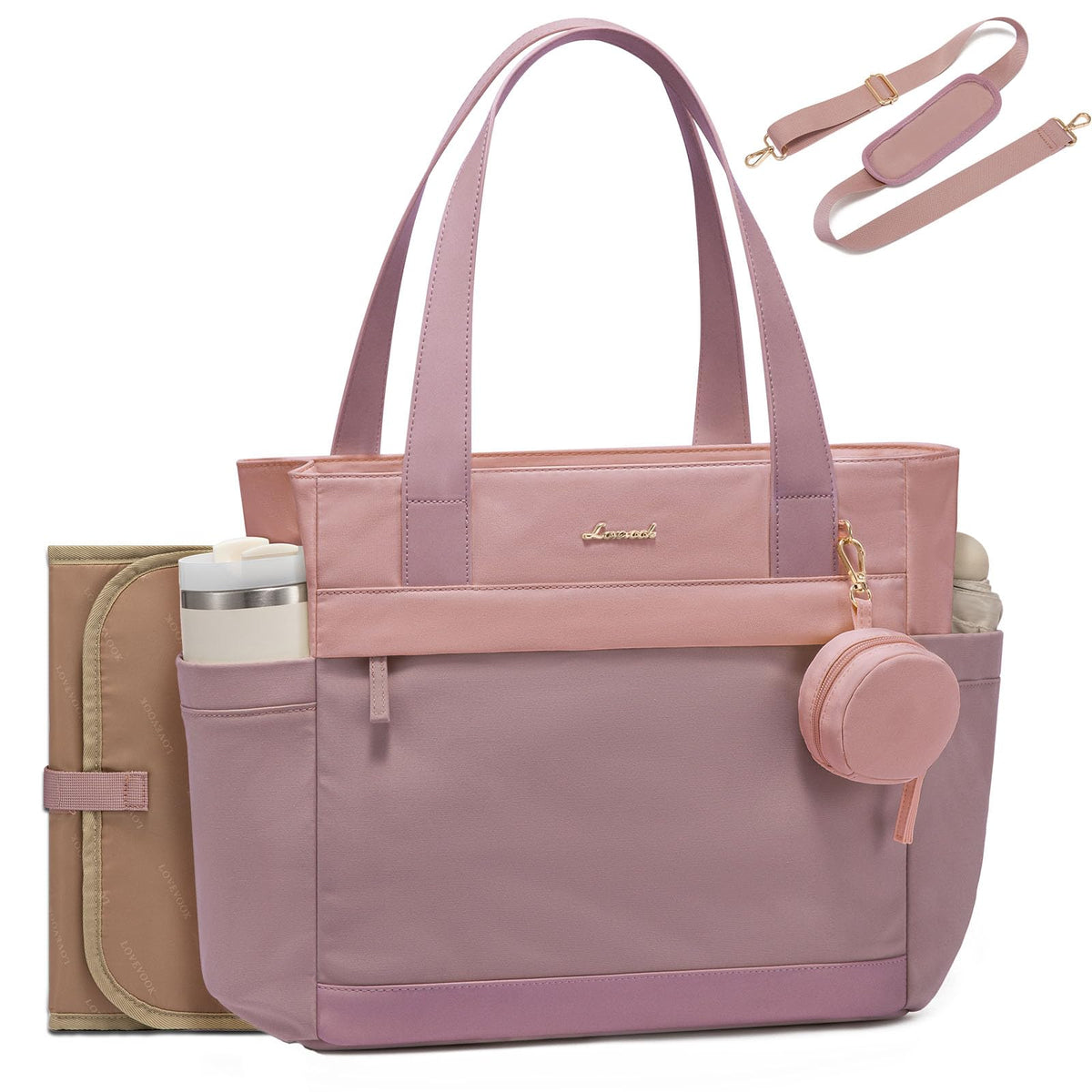 LOVEVOOK diaper bag tote with large main compartment for baby essentials
