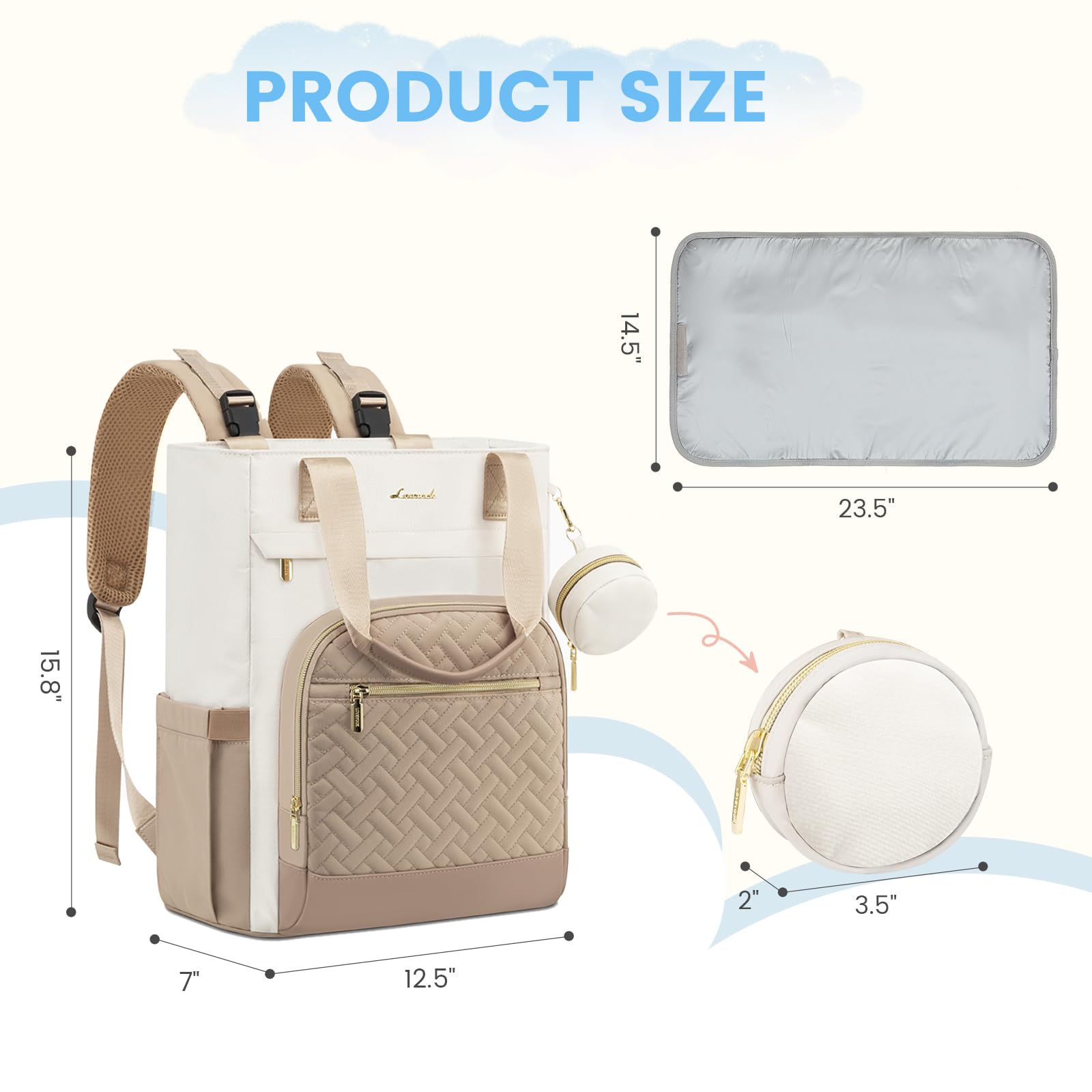 LOVEVOOK diaper bag backpack includes pacifier box for quick access