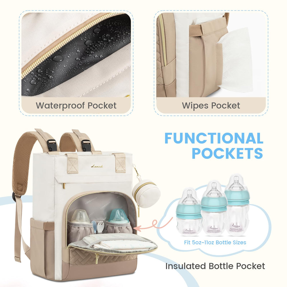 LOVEVOOK diaper bag backpack with stroller strap for easy on-the-go mobility