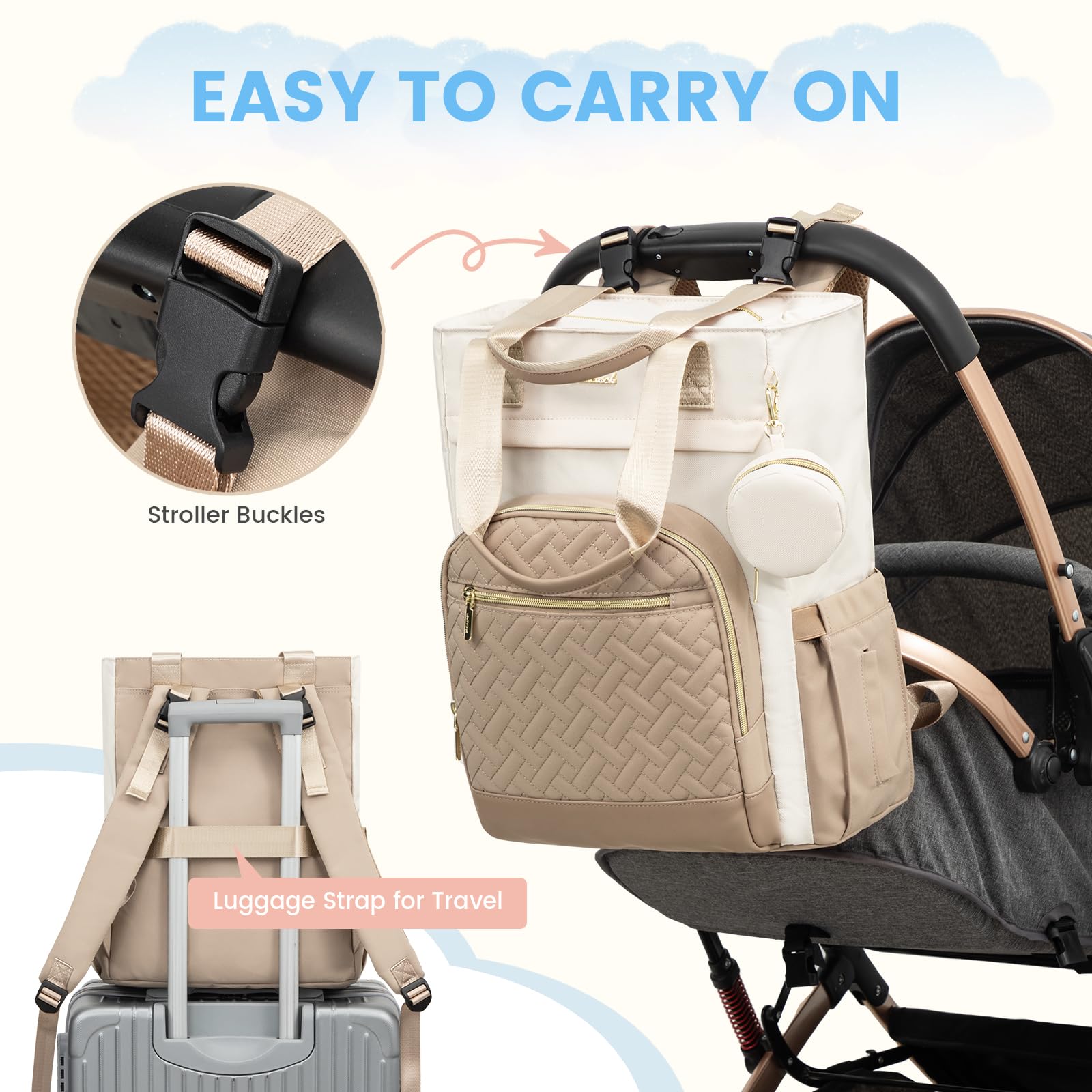 LOVEVOOK diaper bag backpack with inner temperature-controlled bags for bottles