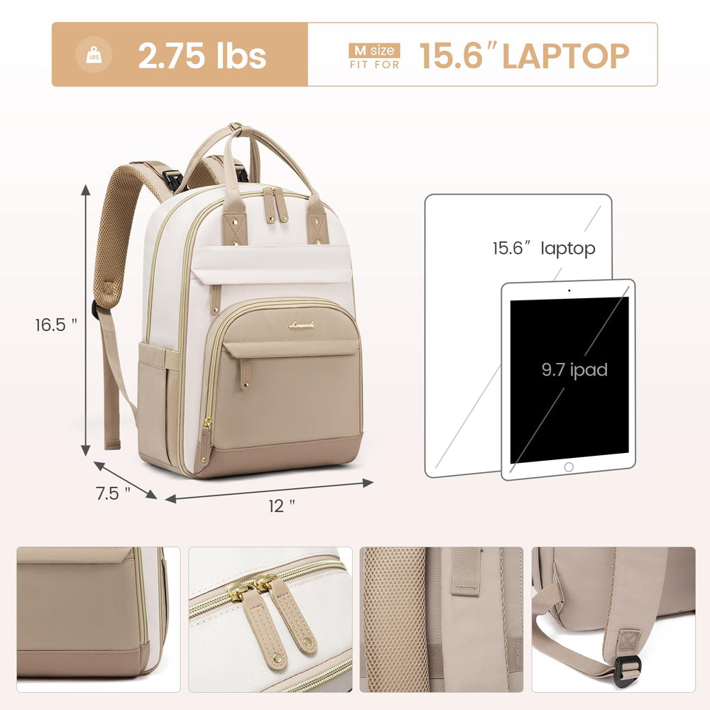 LOVEVOOK laptop compartment fits a 15.6-inch notebook for work on the move.