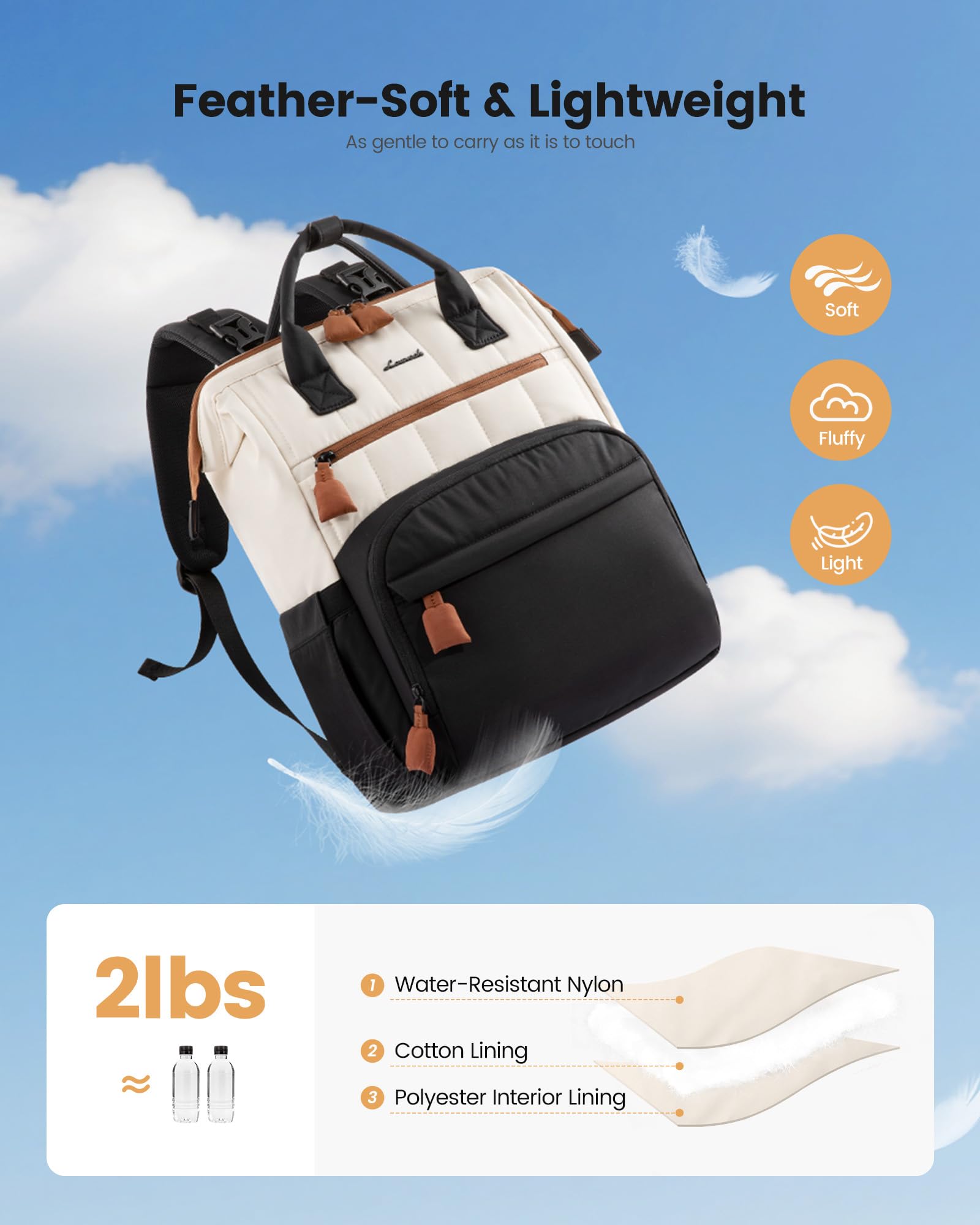 LOVEVOOK Puffer Diaper Backpack back panel shows breathable padding