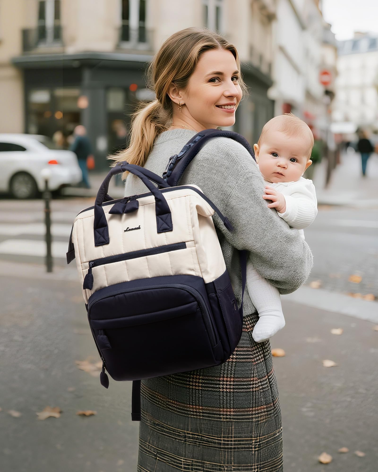 LOVEVOOK Puffer Diaper Backpack changing pad included for on-the-go changes