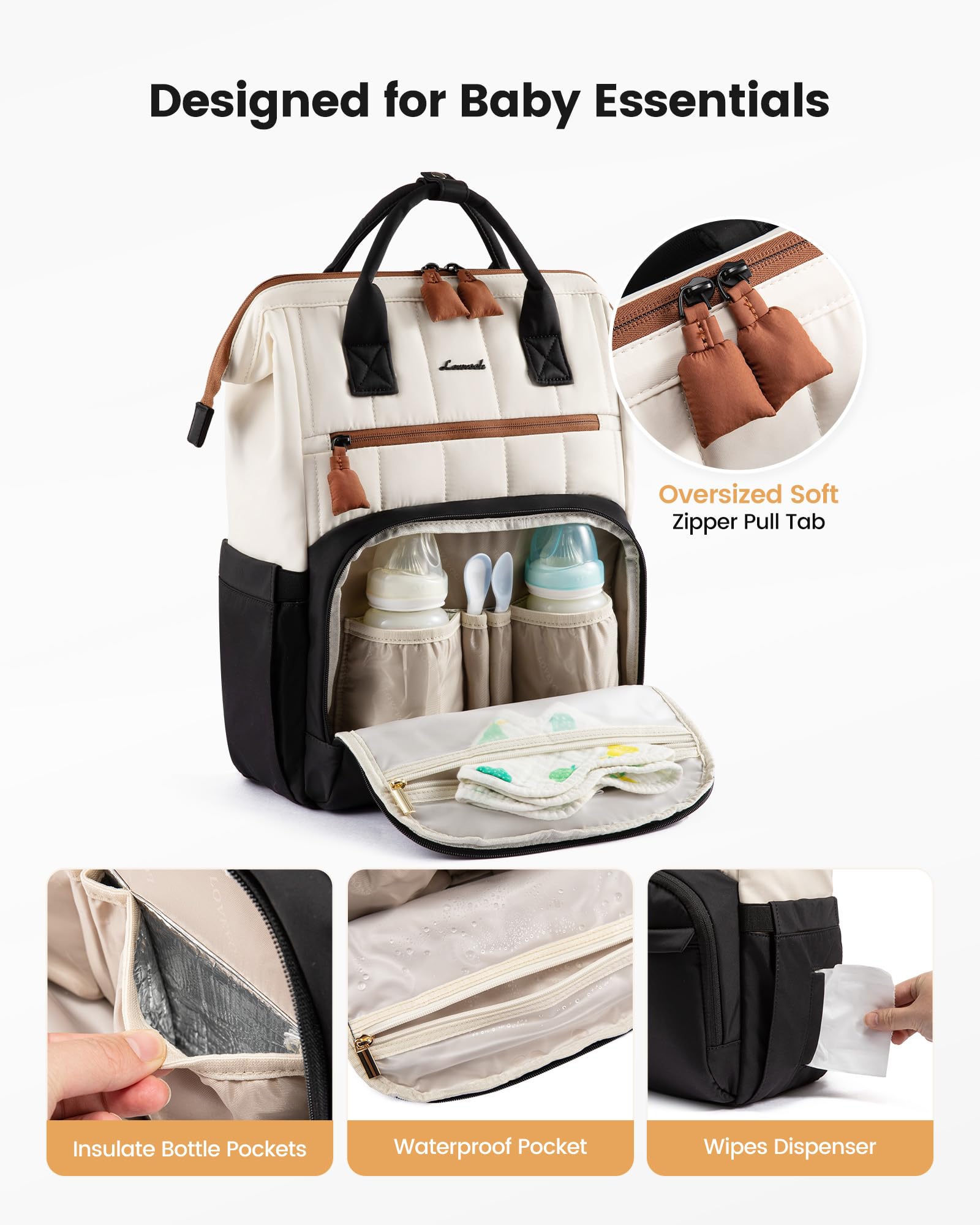 LOVEVOOK Puffer Diaper Backpack luggage strap enables travel-ready convenience