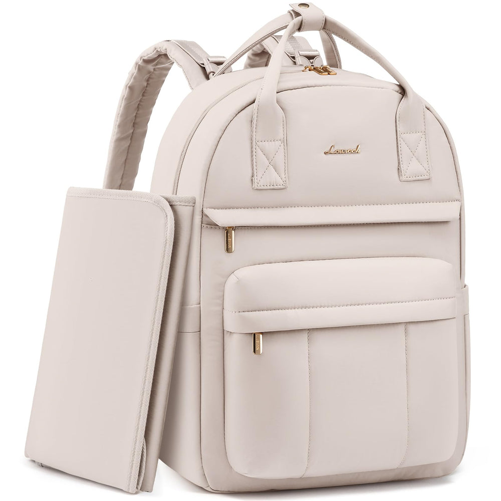 LOVEVOOK Puffer Diaper Bag Backpack in nude with soft padded cotton for comfy daily carry
