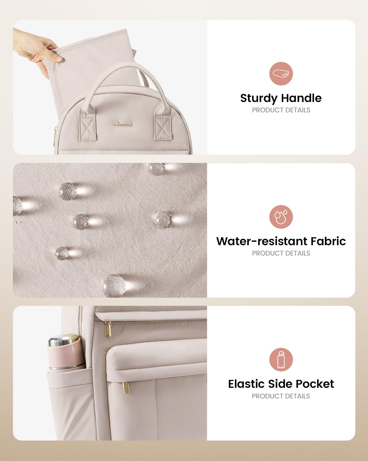 LOVEVOOK diaper bag is lightweight yet durable for daily use