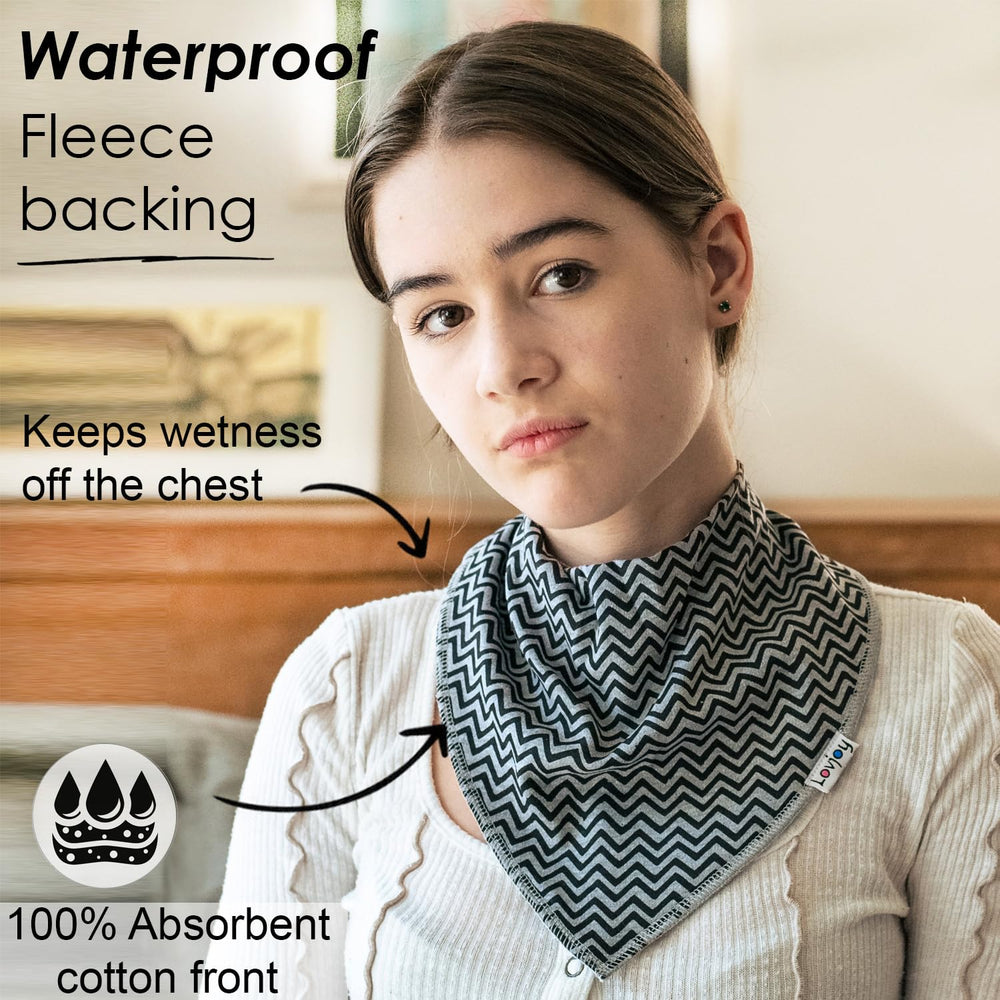 Lovjoy large bandana bib absorbent front layer captures drool and spills