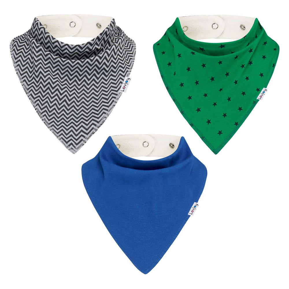Lovjoy large bandana bib front view protects clothing during meals