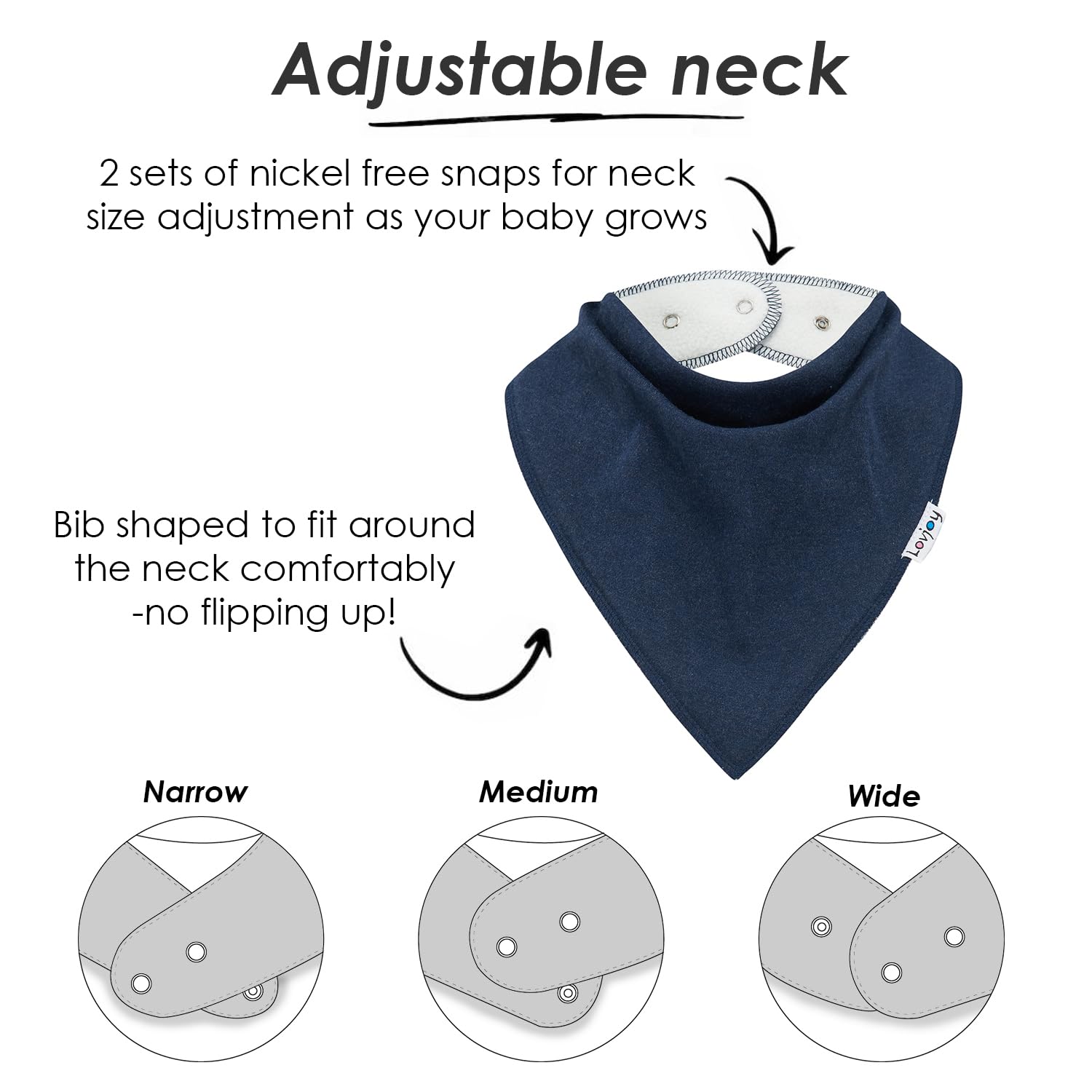 Lovjoy large bandana bib micro-fleece back keeps moisture away from clothes