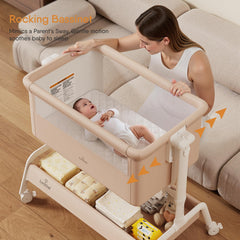 LovliTod Baby bassinet in rocking mode soothes baby.