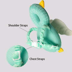 LOVOERNO close-up of adjustable shoulder and chest straps on turtle backpack