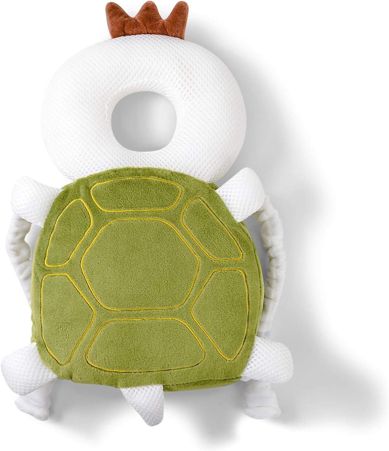 LOVOERNO baby head protector backpack turtle front view for gentle head protection during play