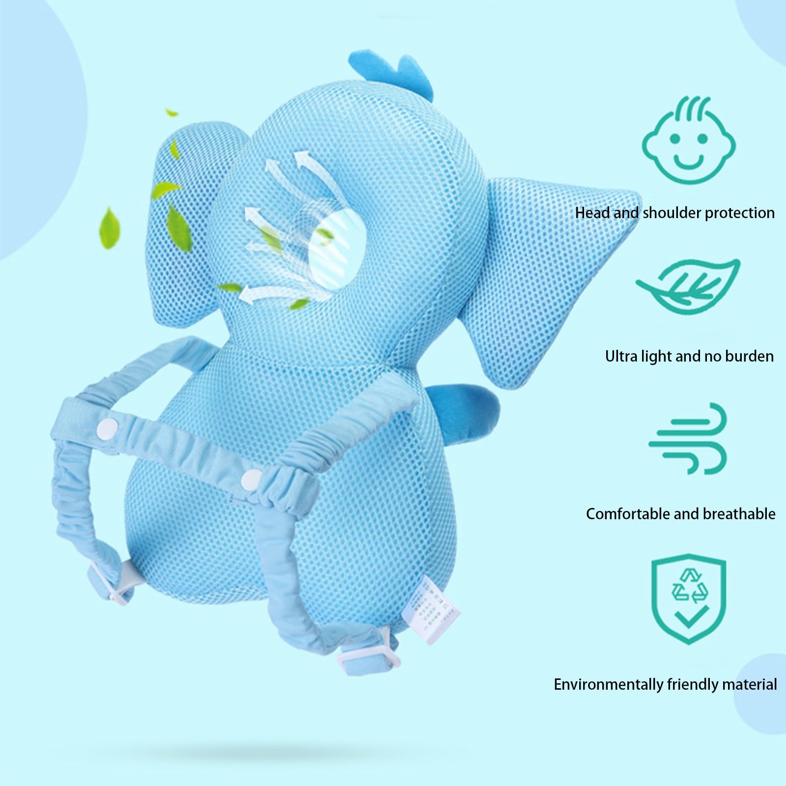 LOVOERNO baby head protector with cute cartoon design appealing to little ones.