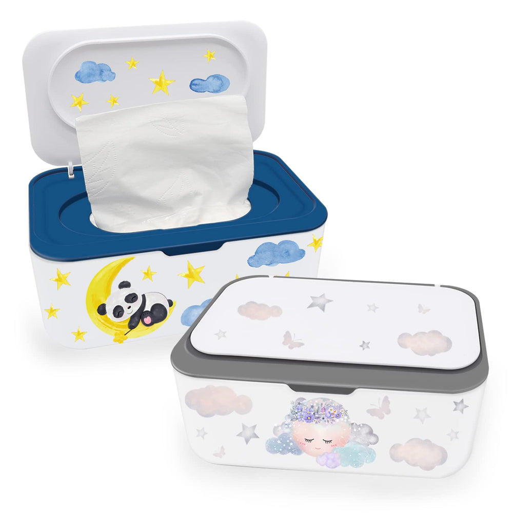 Lovppy blue baby wipes dispenser with lid for easy one-handed use