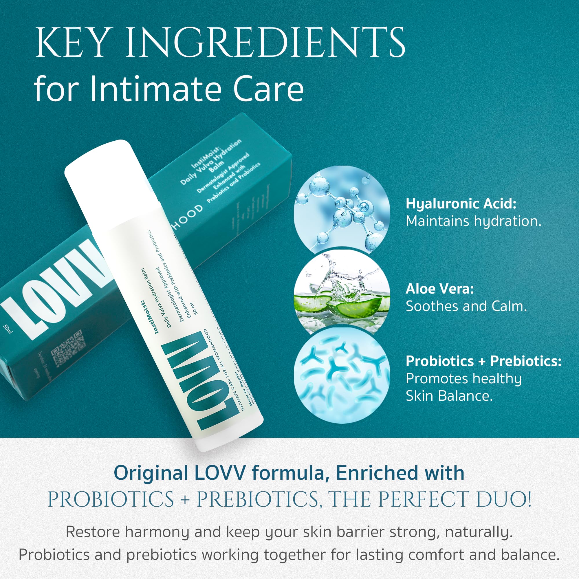 LOVV Instimoist Vulva ingredients including argan oil and ceramides
