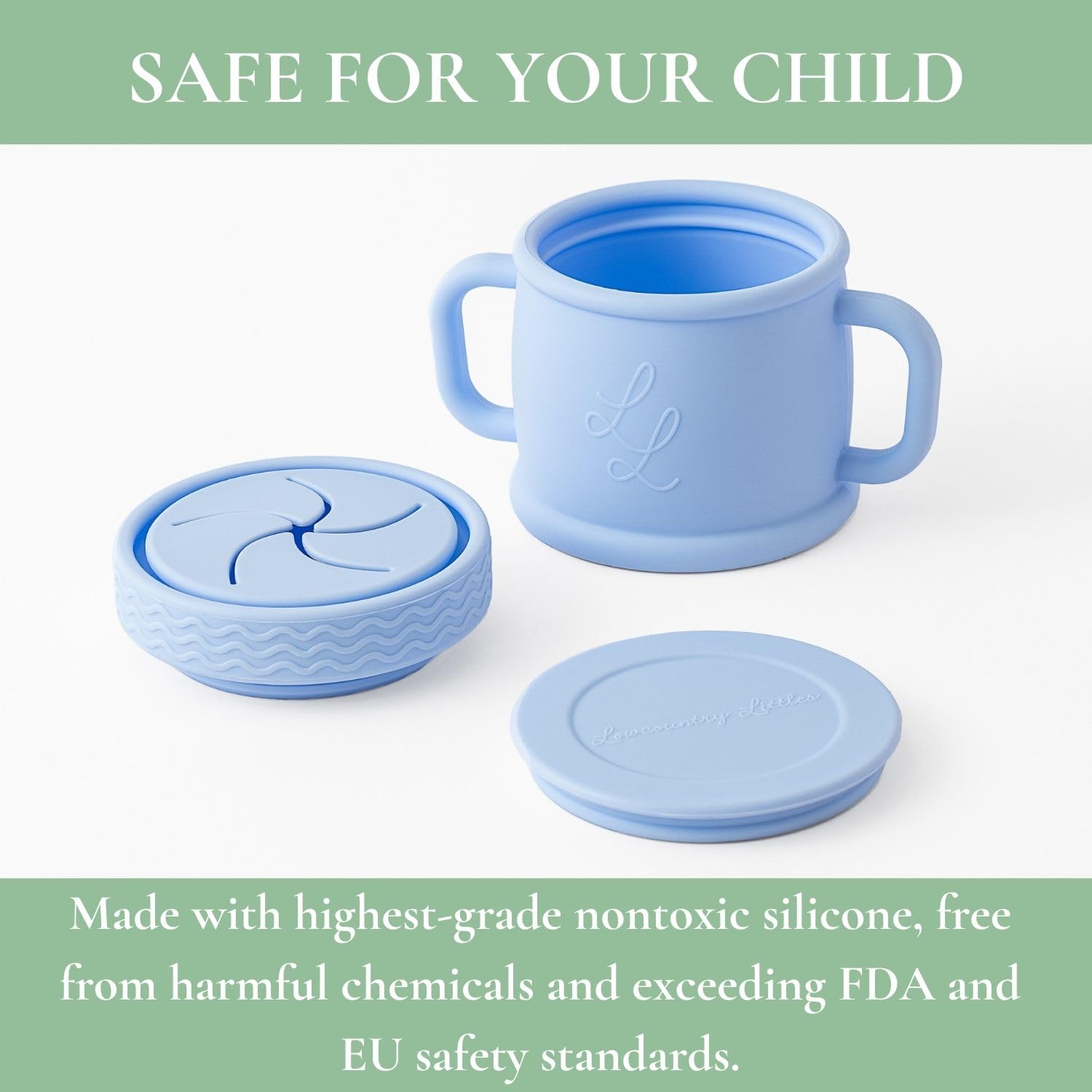 Lowcountry Littles freshness lid keeps snacks airtight for storage.