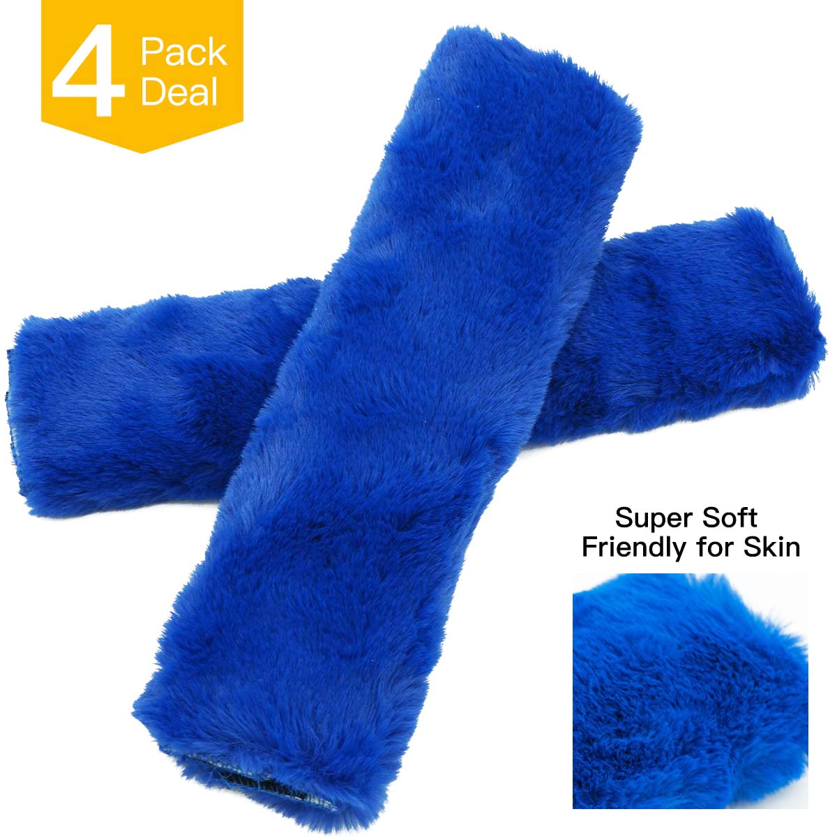 LoyaGour blue fluffy seatbelt cushion cover reduces rubbing on long journeys.