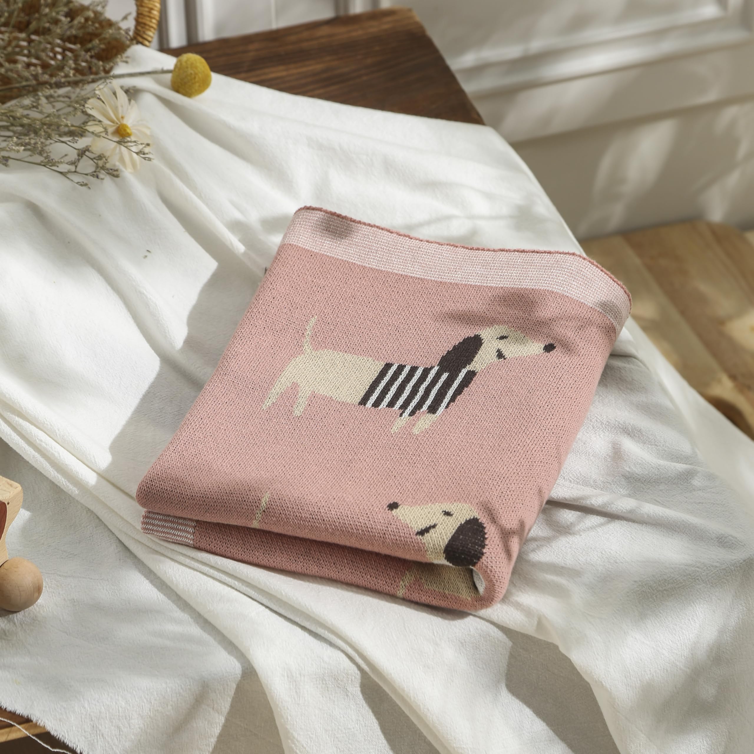 Loyfoky 100 percent cotton soft knit blanket gentle on delicate skin.