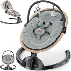 LrerBB electric baby swing shown with remote control for easy soothing sessions