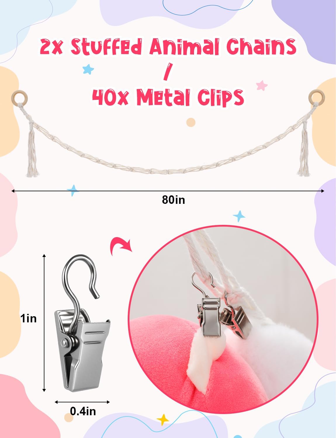 LSLYHTC chain with 40 metal clips for secure hanging