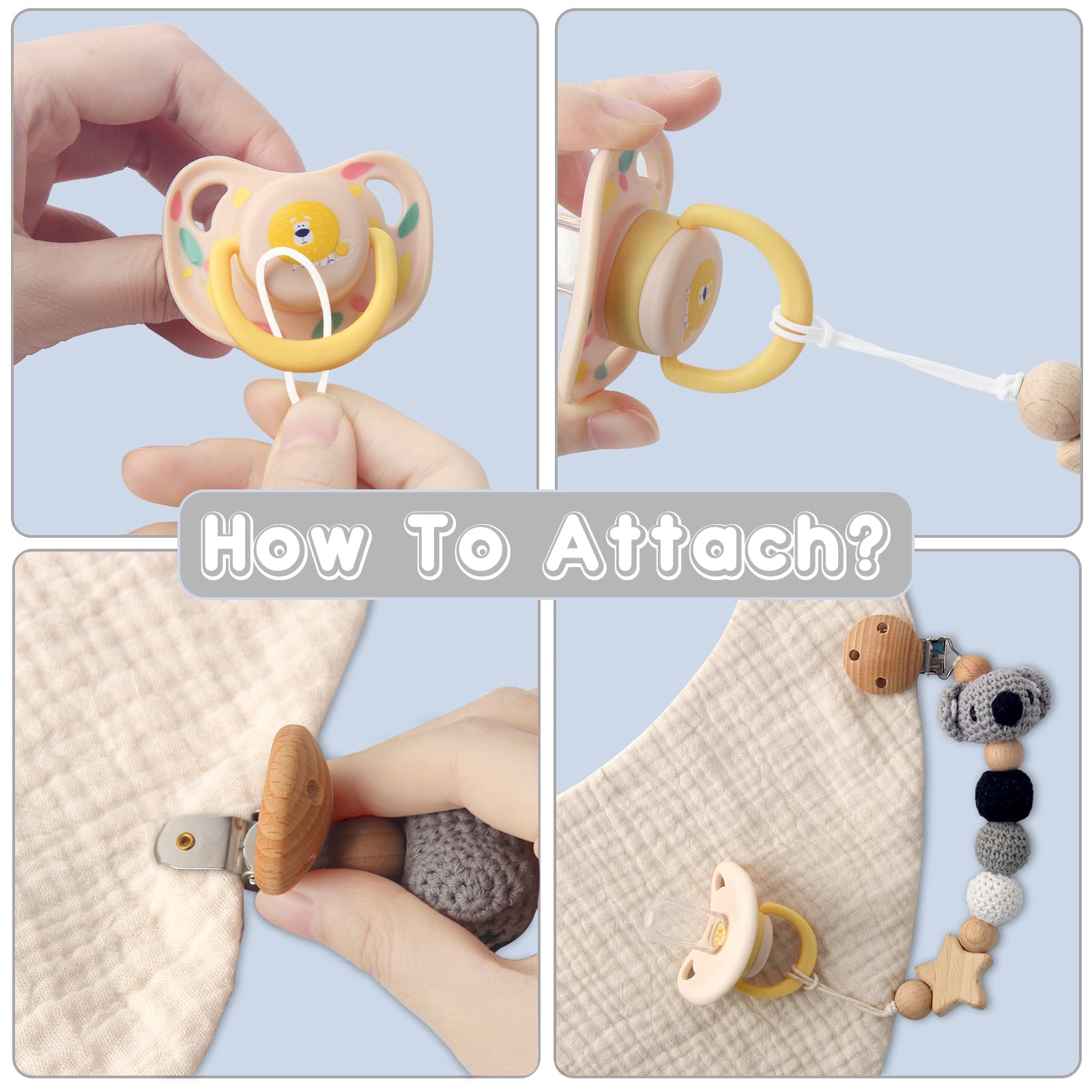 LSTRAGY easy-clean knitted clips, safe for newborns and toddlers.