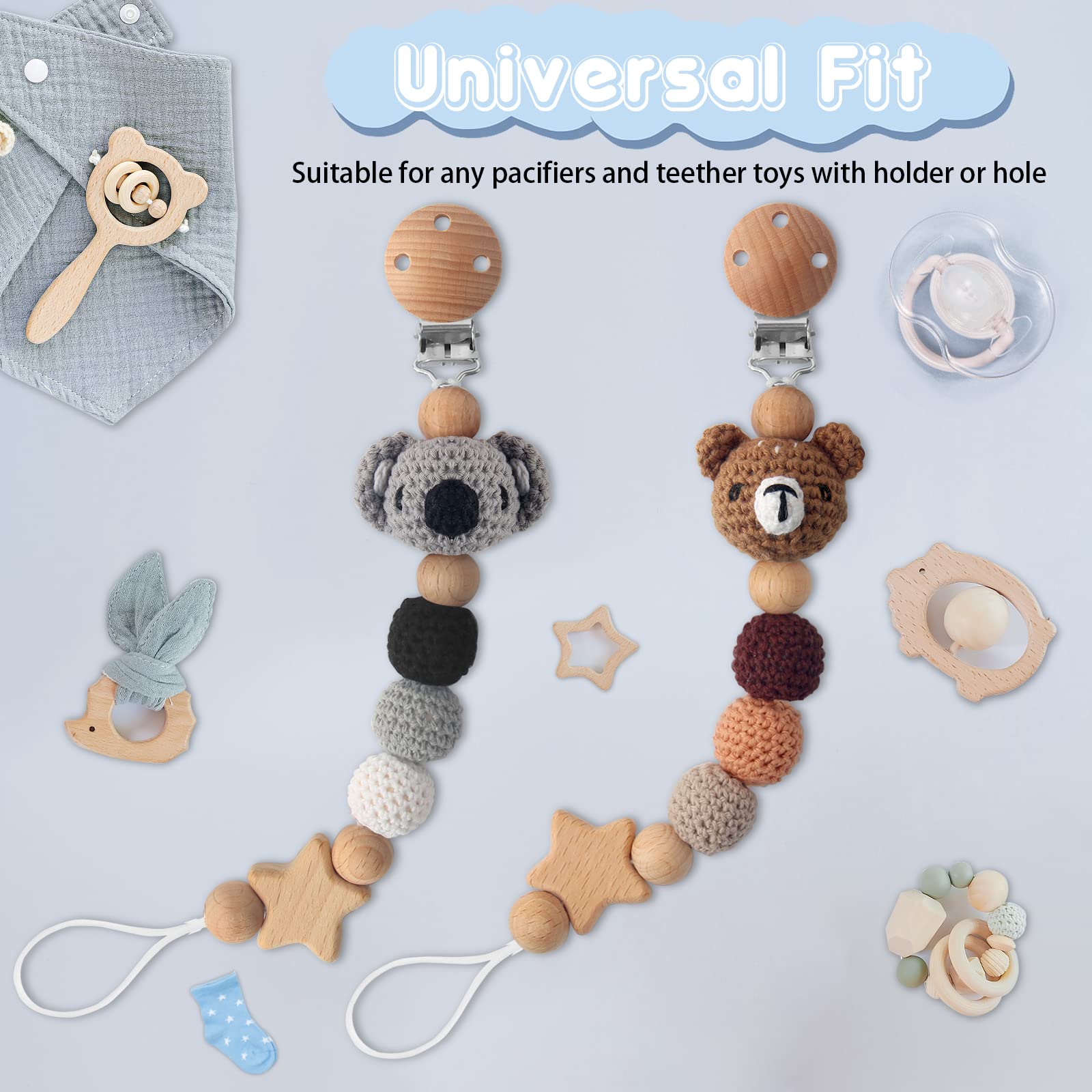 LSTRAGY pacifier clip on clothes, prevents loss and dirt.