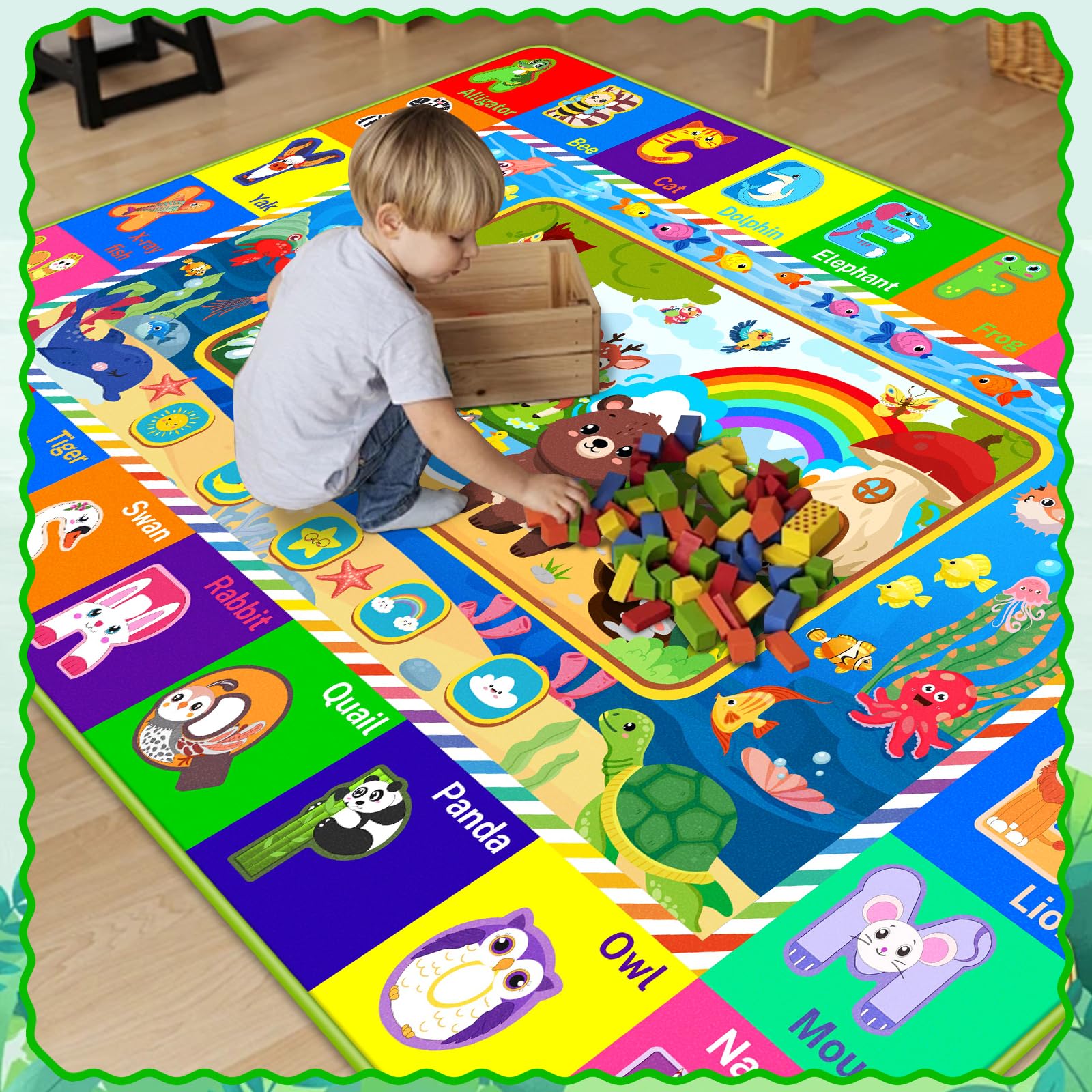 LTKOUGFAM ABC learning mat with bright colors for early exploration
