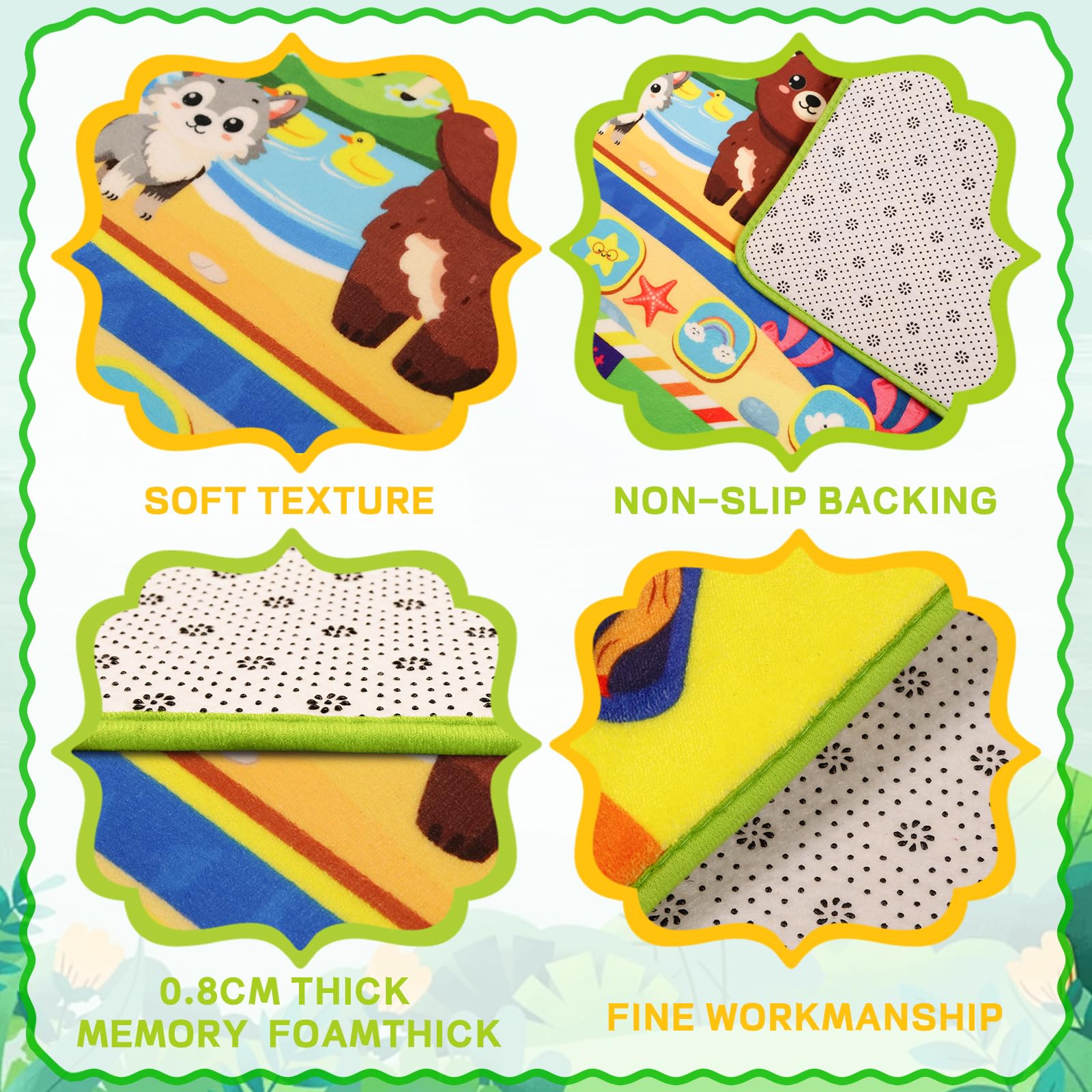 LTKOUGFAM non-slip backing keeps the mat secure during active play