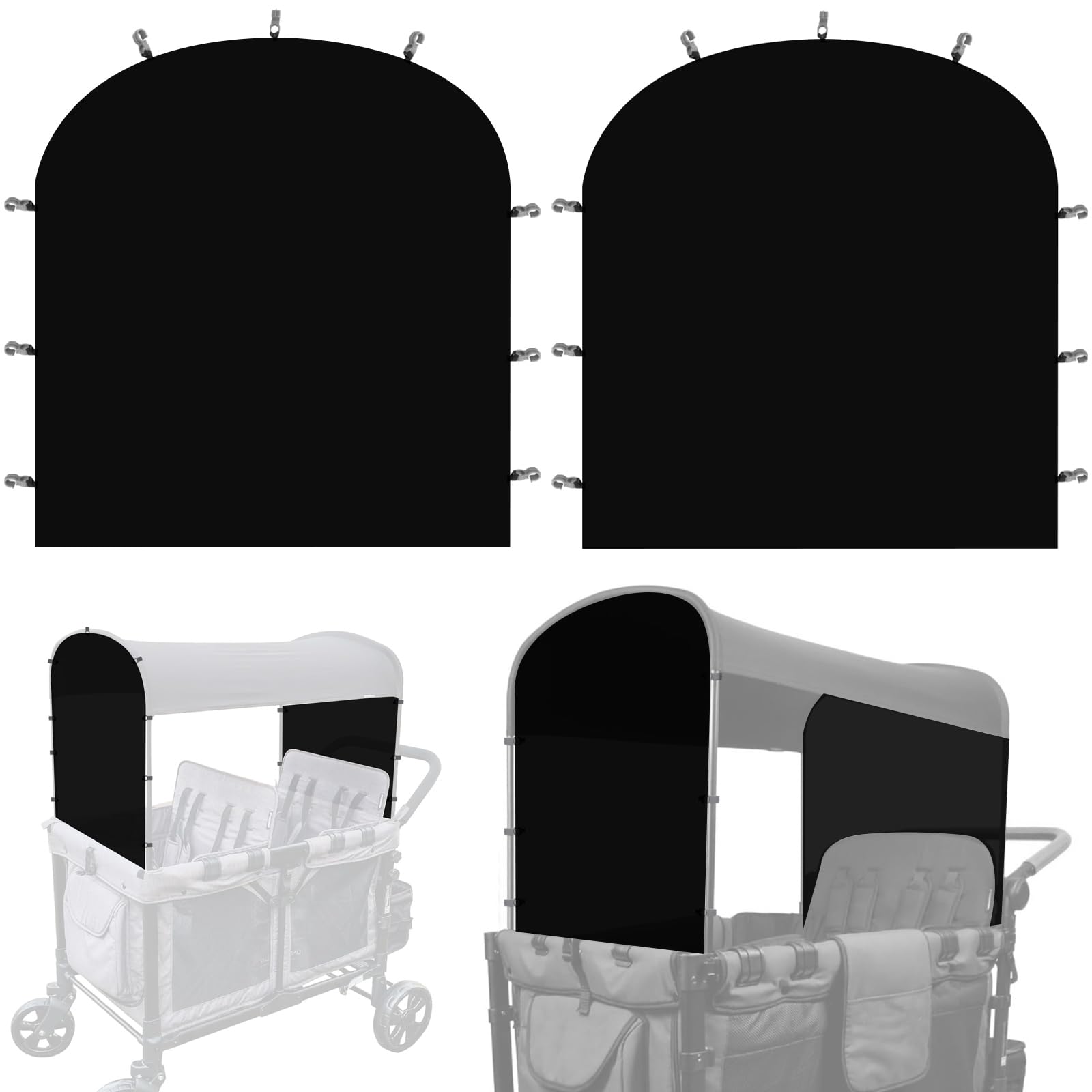 Luaatt side breathable sunshade canopy front clip installation for Wonderfold W2/W4.