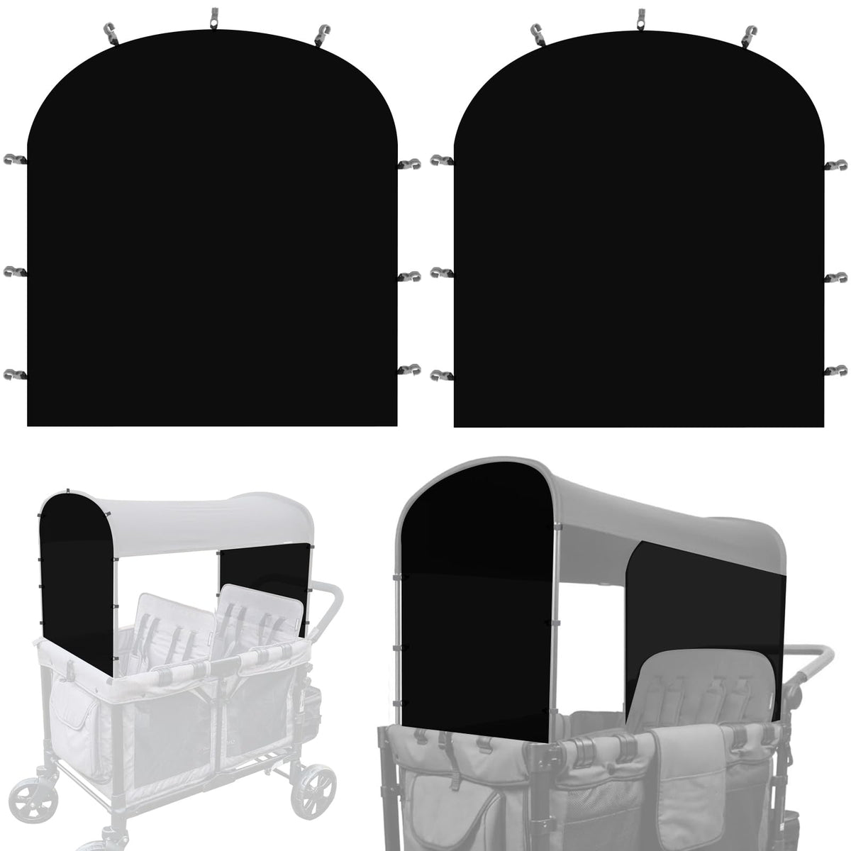 Luaatt side breathable sunshade canopy front clip installation for Wonderfold W2/W4.
