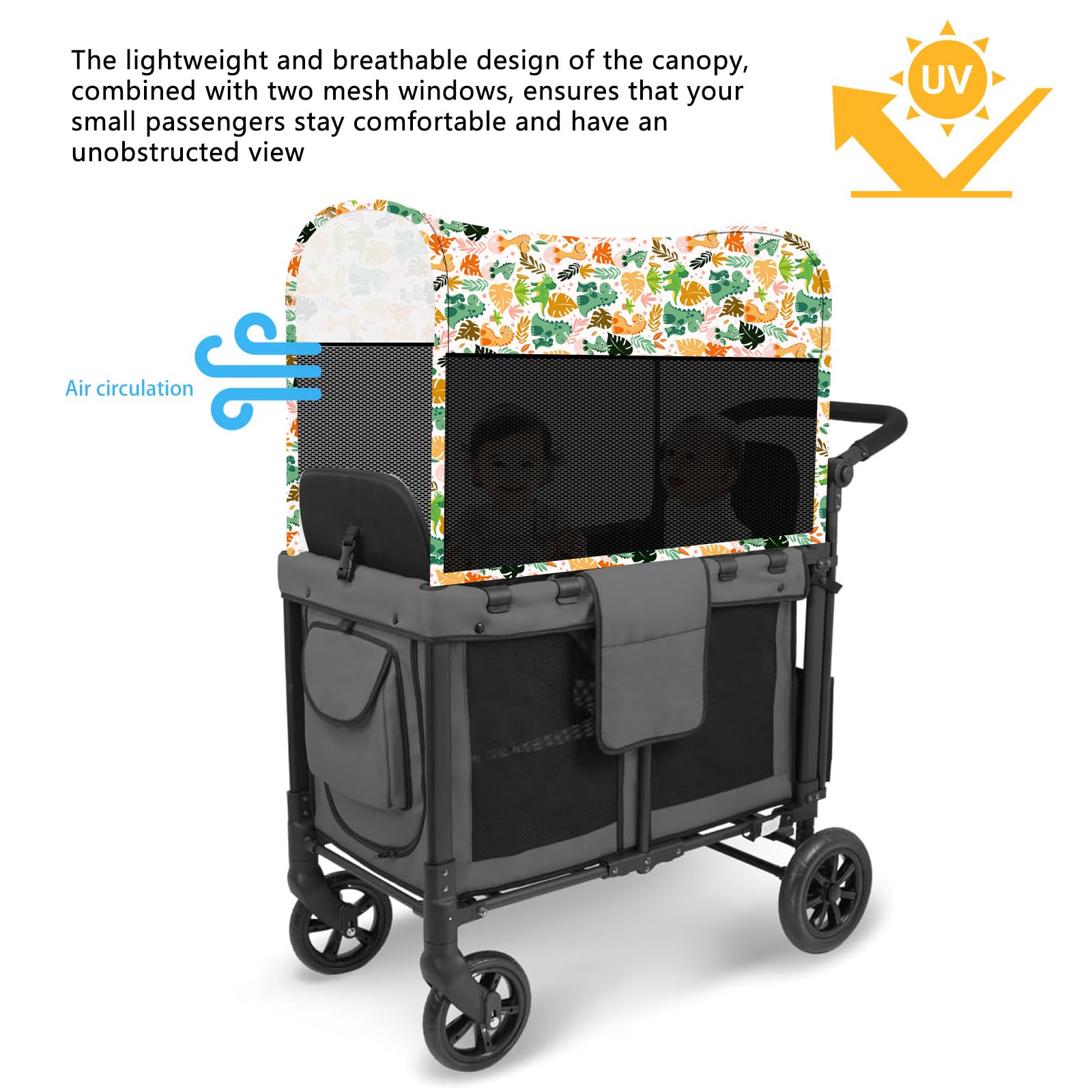 LUAATT Stretchy Panoramic Canopy on Wonderfold W4 with UPF50+ shade