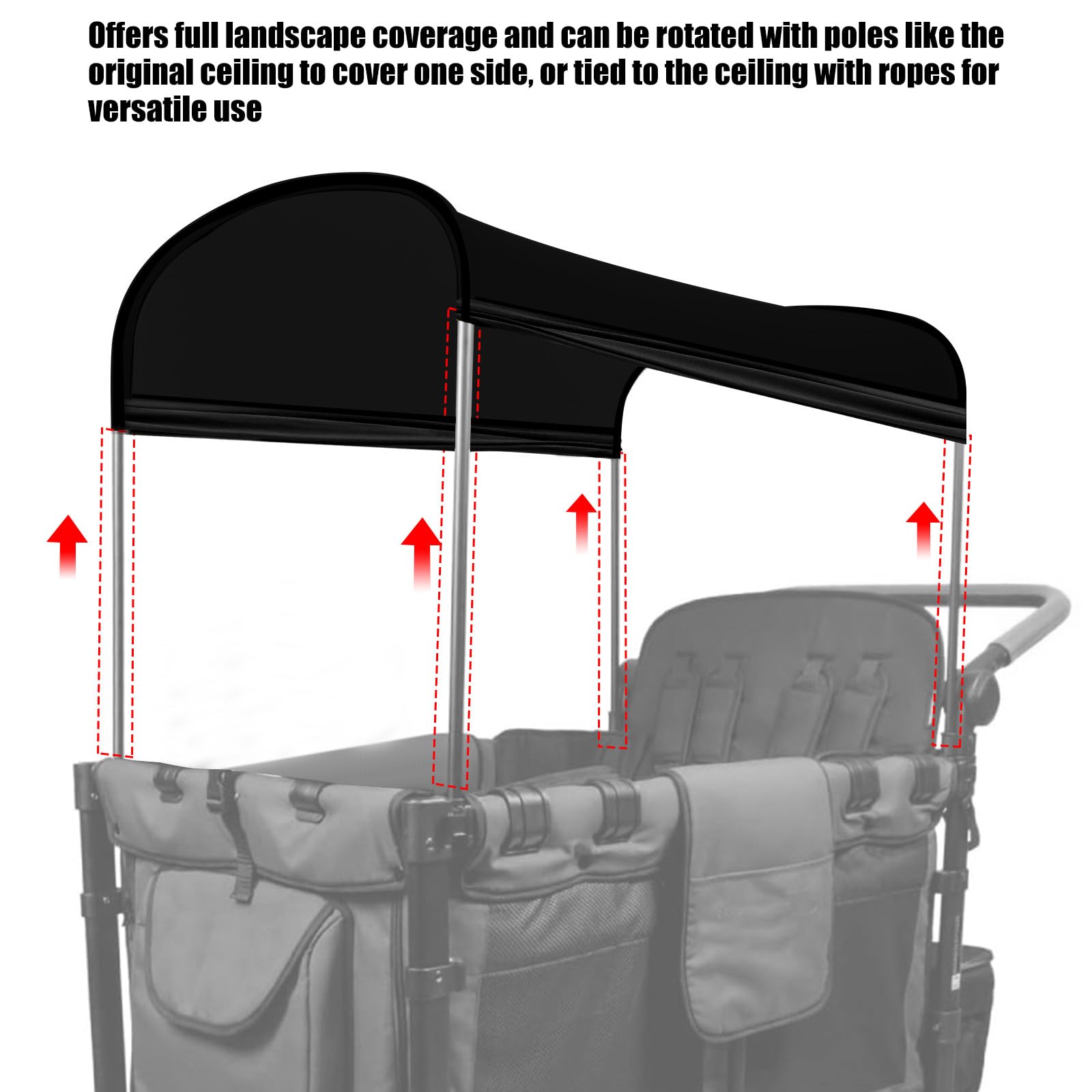 LUAATT UPF50+ sun shade in black protecting riders on sunlight.