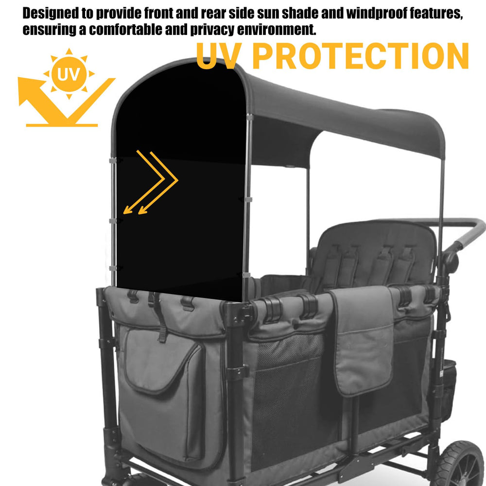 Luaatt windproof side sunshade design on Wonderfold W2/W4 for a comfortable stroll.