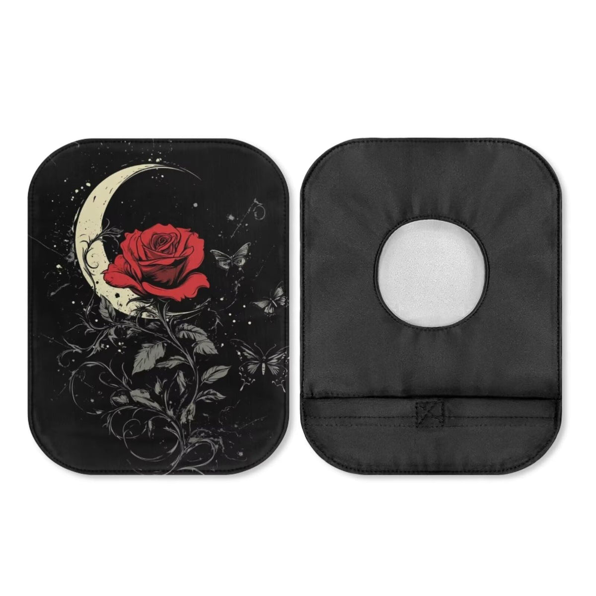 Luarisgur ostomy cover with gothic butterfly rose design for discreet daily use.