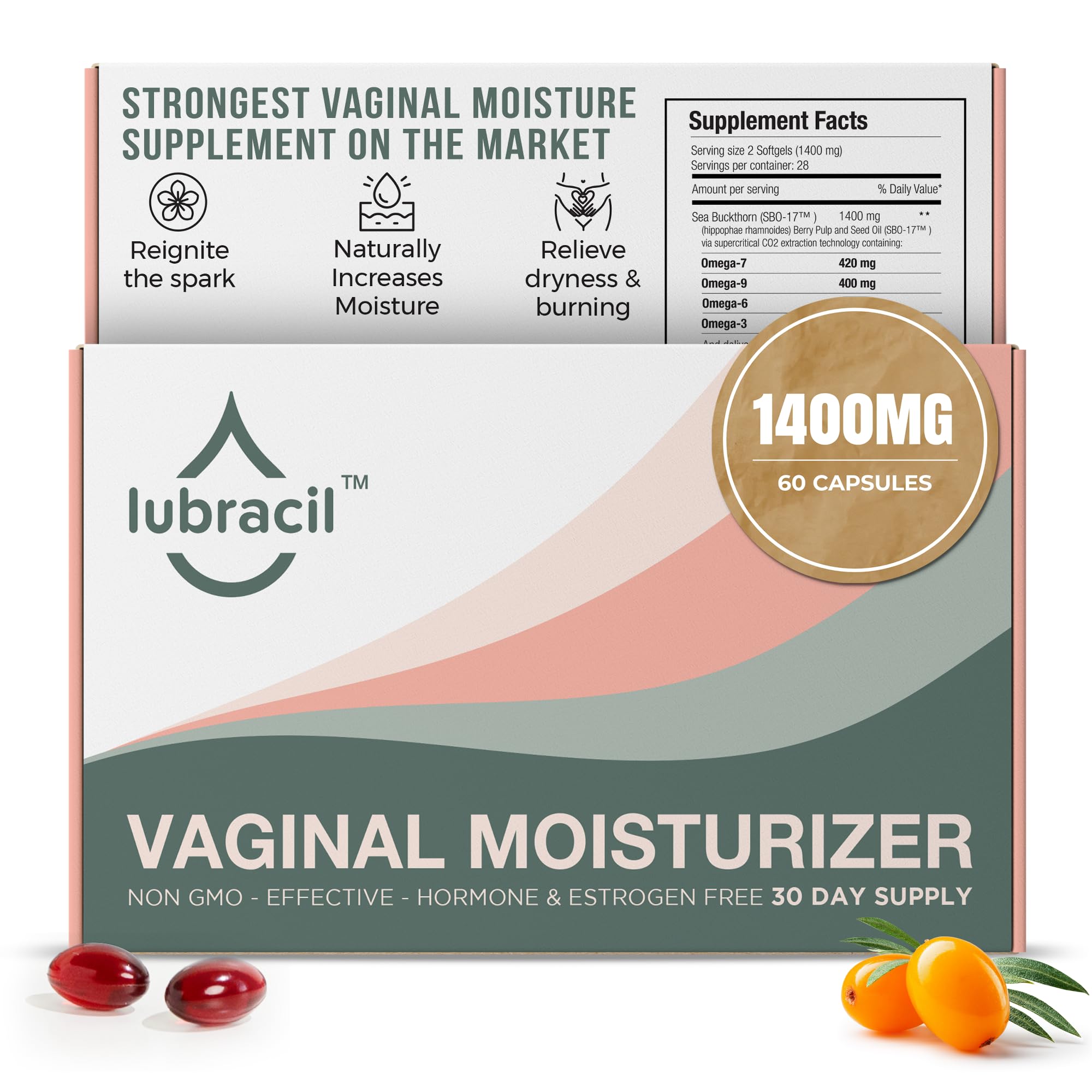 Lubracil vaginal moisturizer pills sea buckthorn capsule for daily hydration.