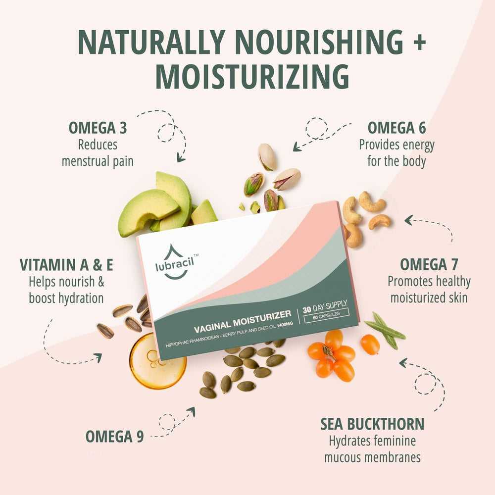 Lubracil vitamin A and E blend close-up highlighting nourishing formula.