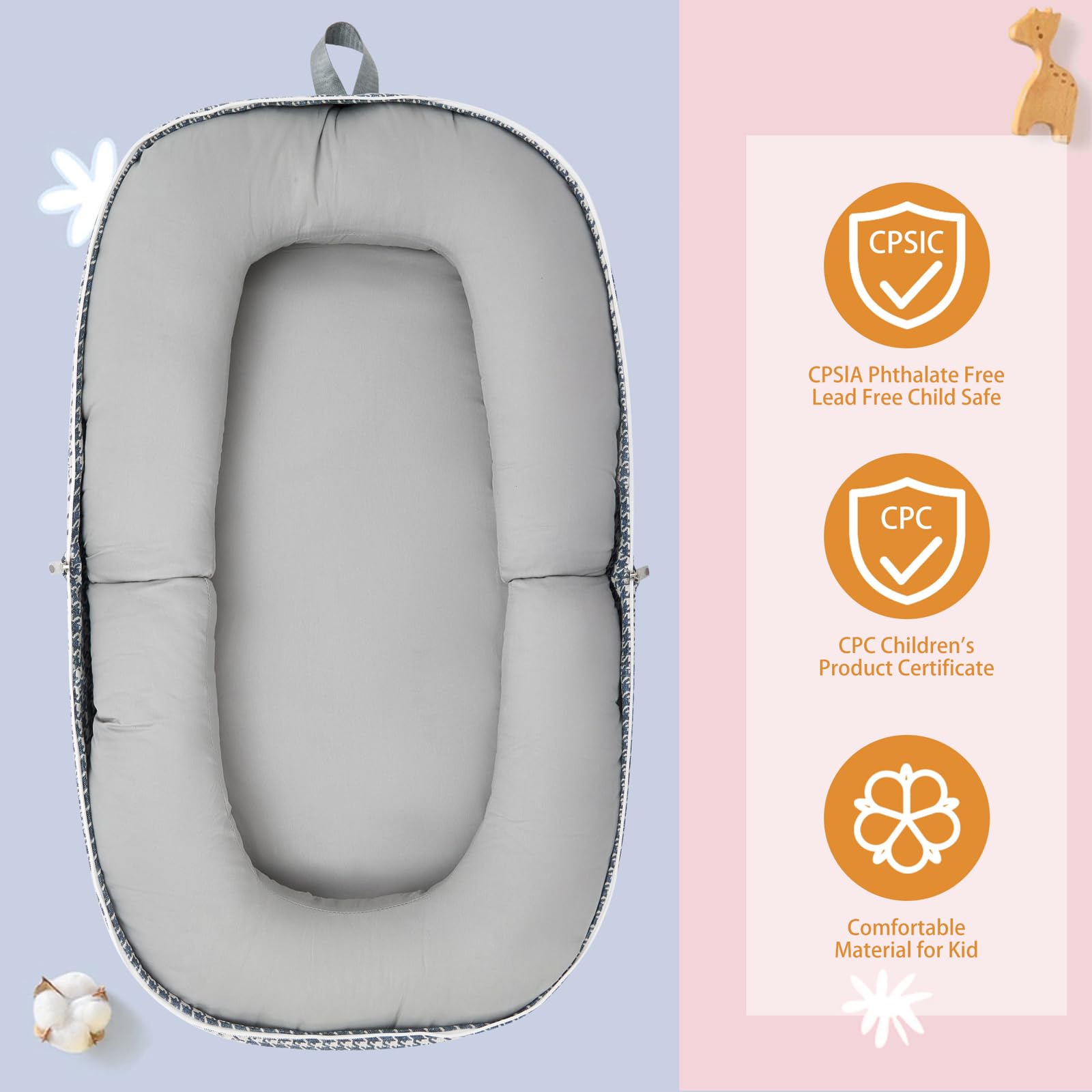 Lucakuins Baby Lounger in awake playtime setup supports bonding and interaction