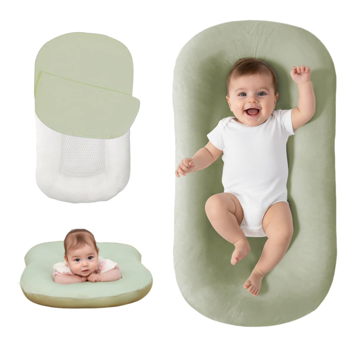 Lucakuins baby lounger with bionic design supports active play and bonding.