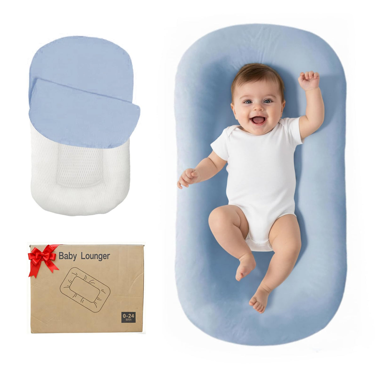 Lucakuins Baby Lounger with bionic design supports active play and bonding time.