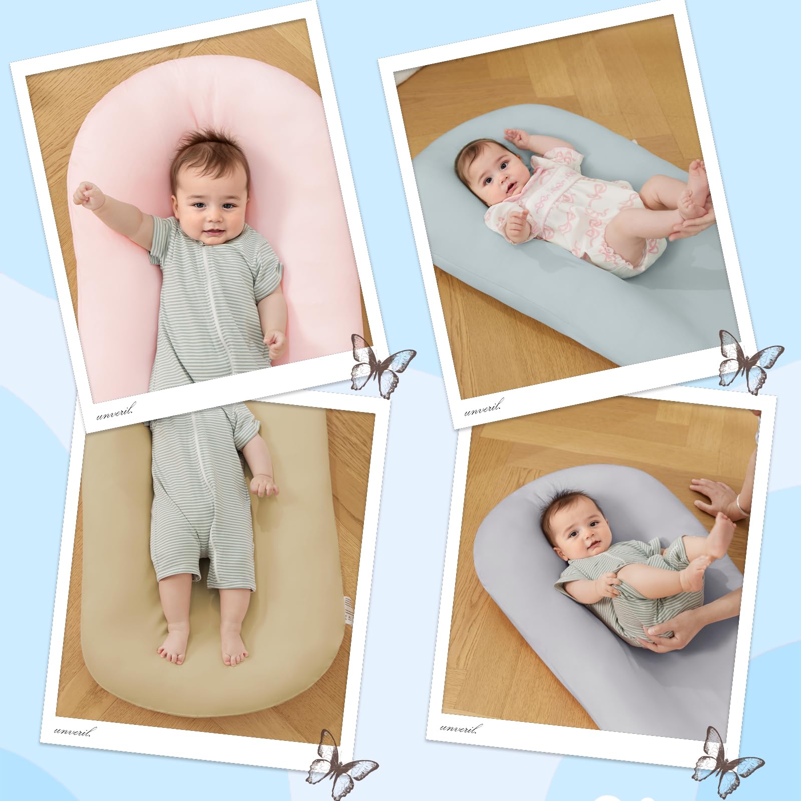 Bonding and awake play with Lucakuins lounger during family time