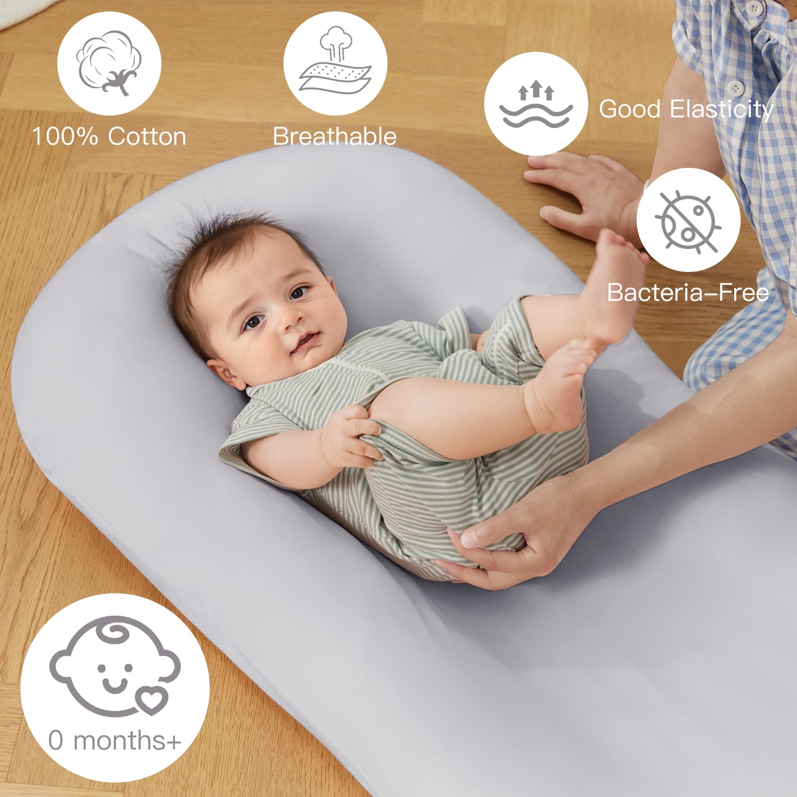 Lucakuins 3d polyester filling provides gentle, breathable support for infants.
