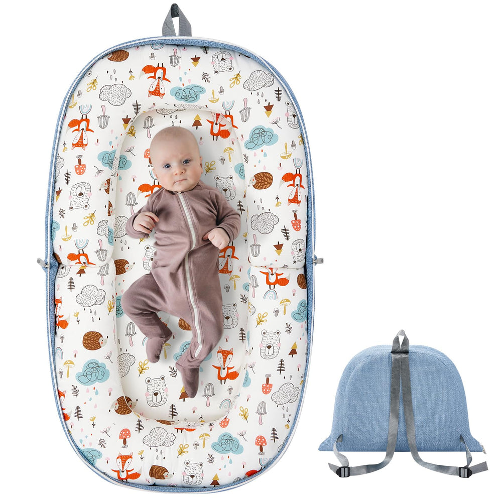 Lucakuins Baby Lounger foldable design offers portable comfort for on-the-go naps.
