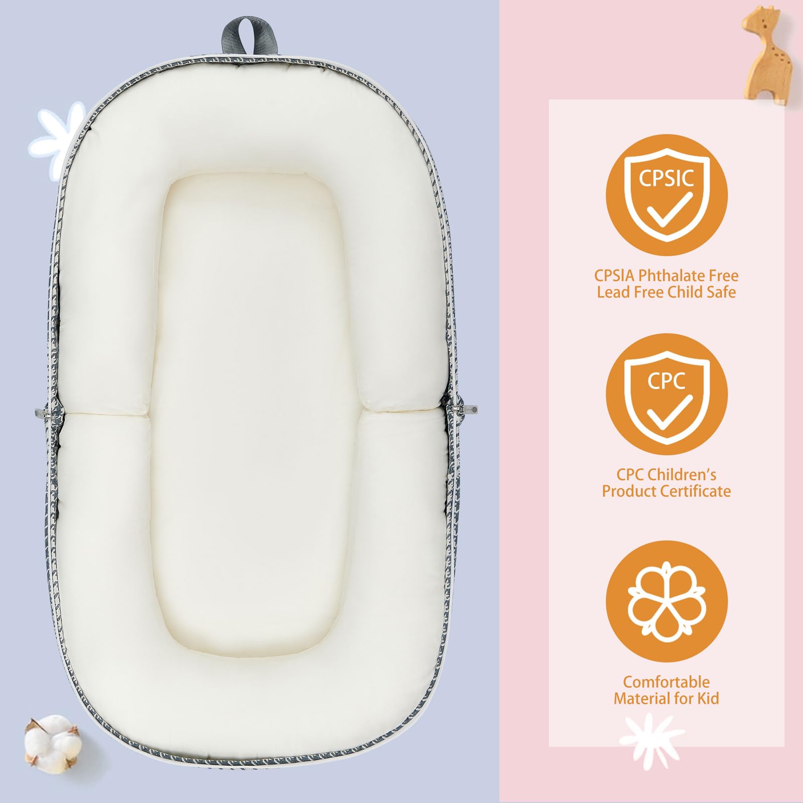 Lucakuins Baby Lounger provides an interaction space for awake babies.