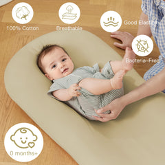 Lucakuins newborn setup shows breathable cotton comfort for safe lounge time.