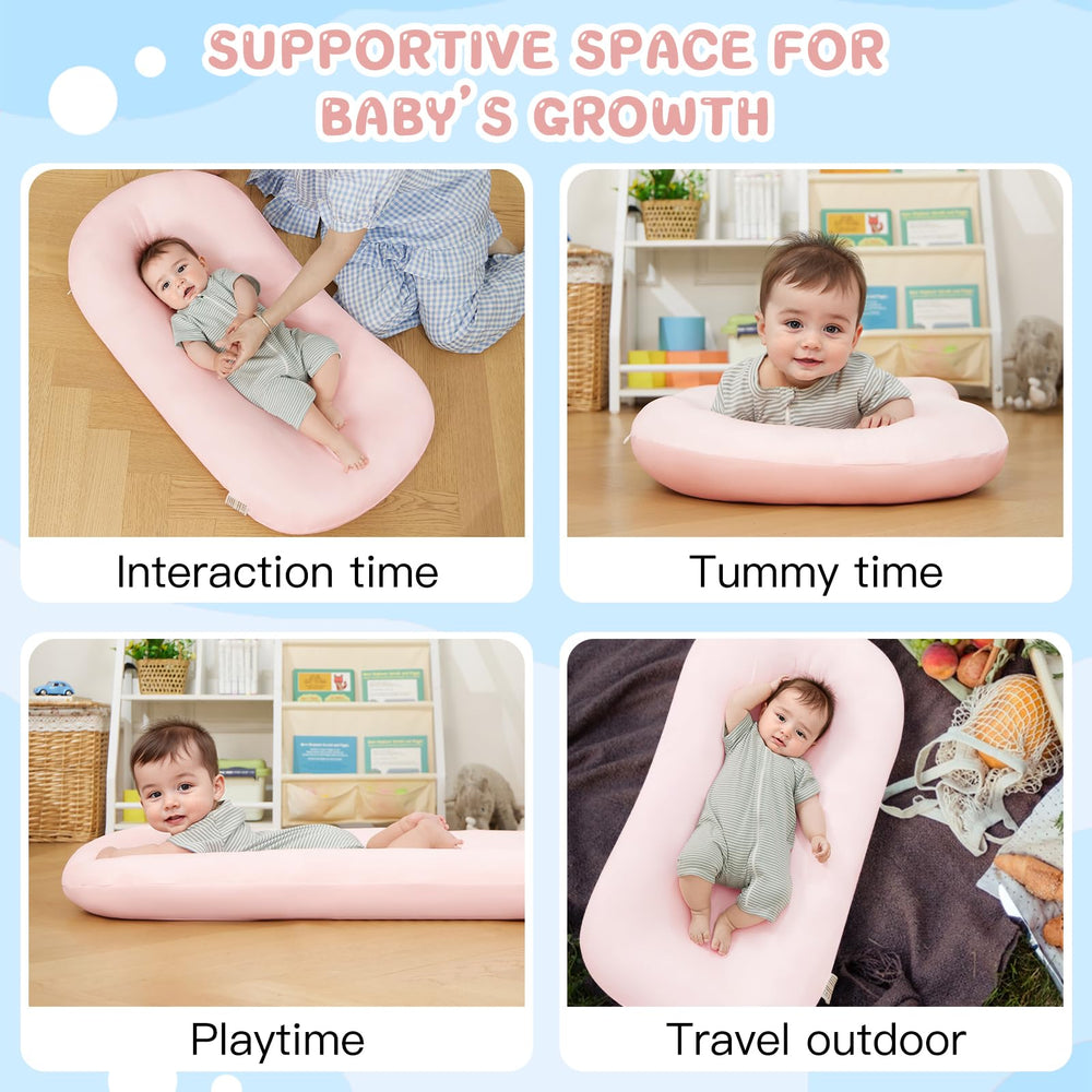 Lucakuins newborn lounger with extended space for growing babies.
