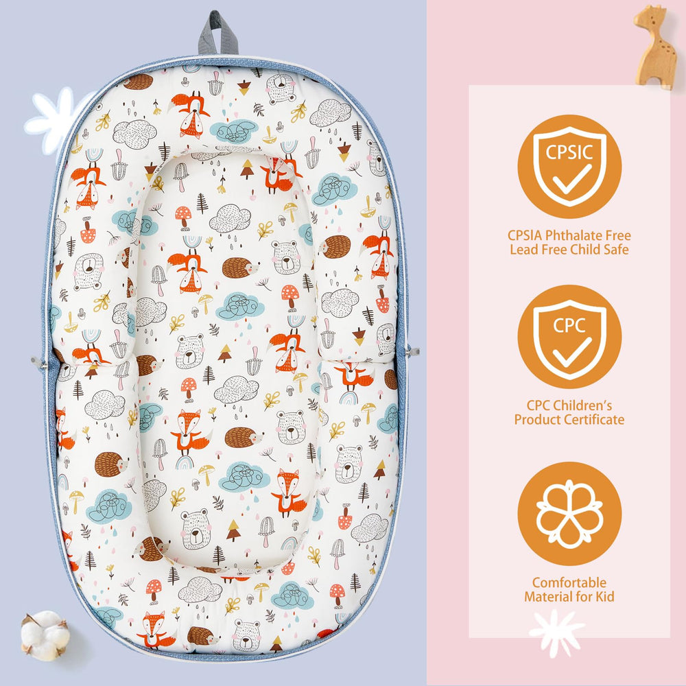 Lucakuins memory foam mat provides plush support during awake play sessions.
