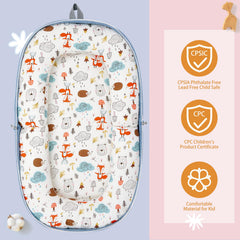 Lucakuins memory foam mat provides plush support during awake play sessions.
