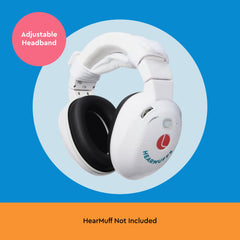 Lucid Audio HearMuffs GrowBand adjustable strap closeup shows easy size adjustments for growing kids.