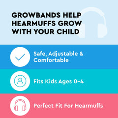 Lucid Audio HearMuffs GrowBand white on a child, highlighting soft foam cushioning
