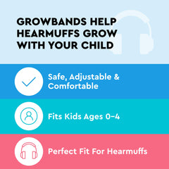 Lucid Audio HearMuffs GrowBand white with adjustable straps for easy, everyday use.